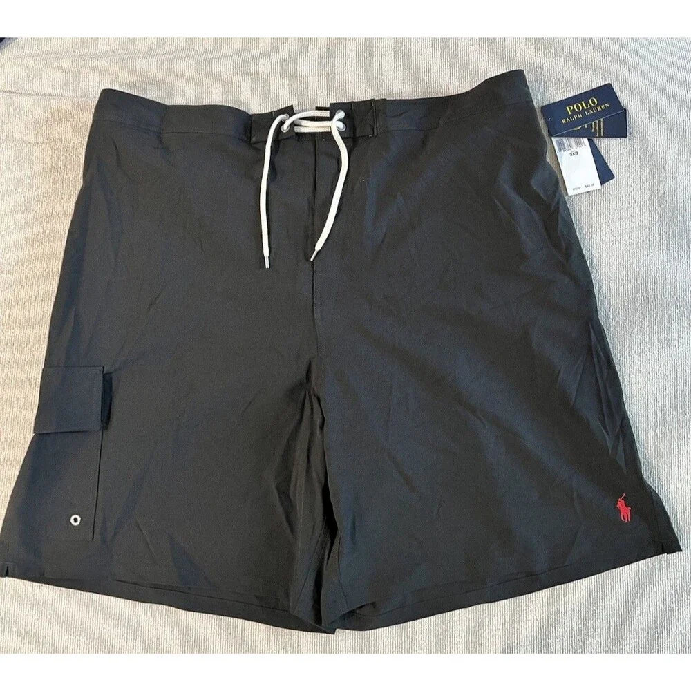 NWT Mens Polo Ralph Lauren 3XB Kailua Swim Trunks Shorts Black w Red Pony
